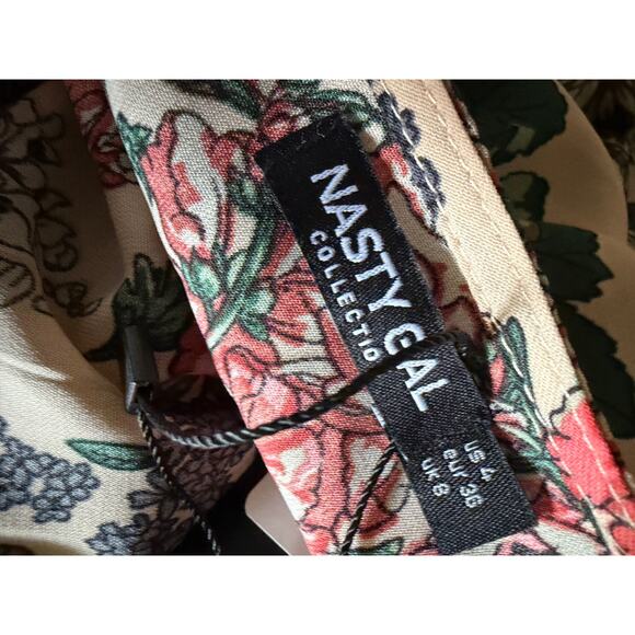 Nasty Gal Knot front Floral Midi Dress sz 8 - Picture 6 of 6